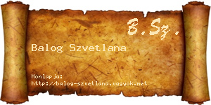 Balog Szvetlana névjegykártya