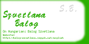 szvetlana balog business card